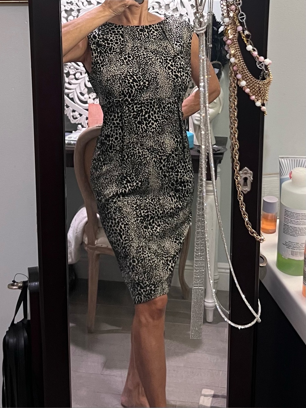 Leopard Print Sheath Sweater Dress - Awesome Condition size 6